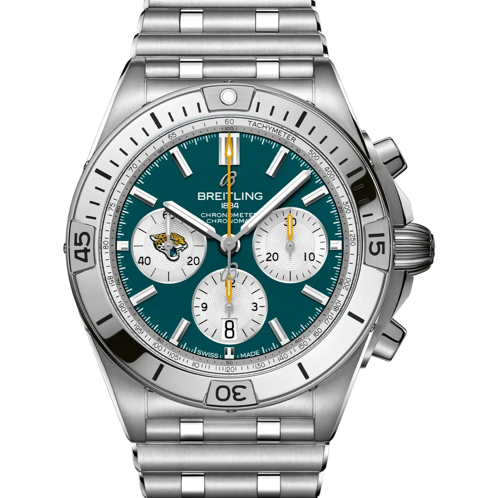 Breitling Chronomat B01 42 NFL Jacksonville Jaguars Edition, 42 mm, stainless steel, green dial