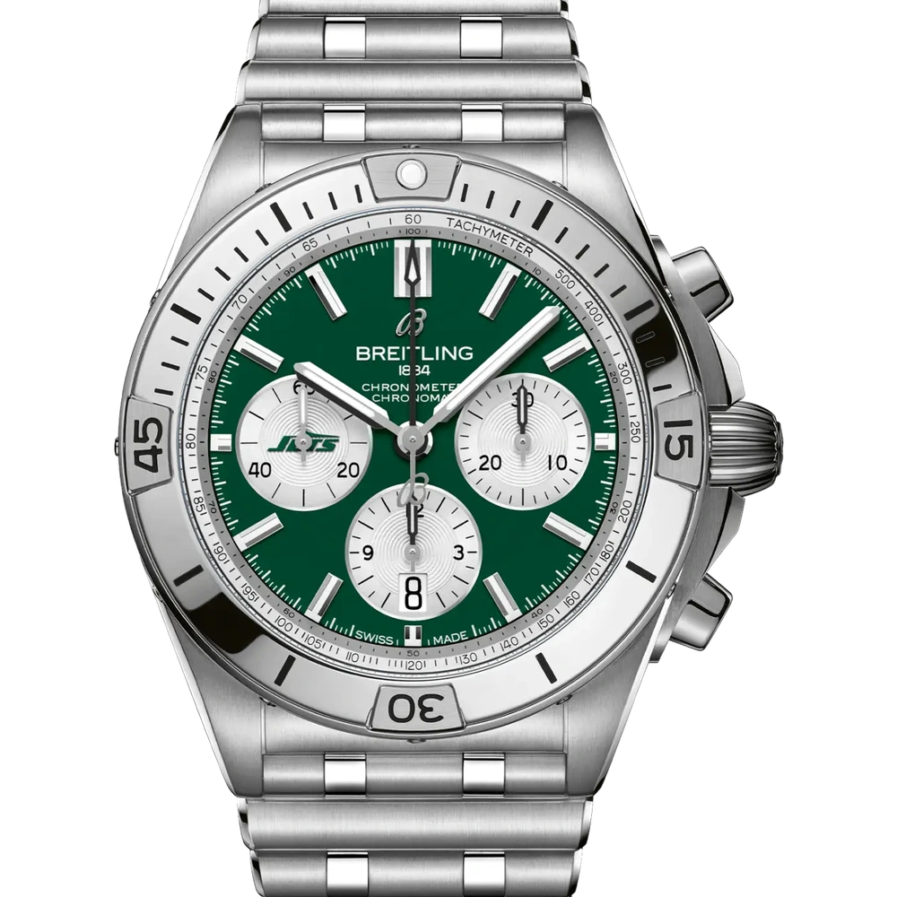 Breitling Chronomat B01 42 NFL New York Jets Edition, 42 mm, stainless steel, green dial