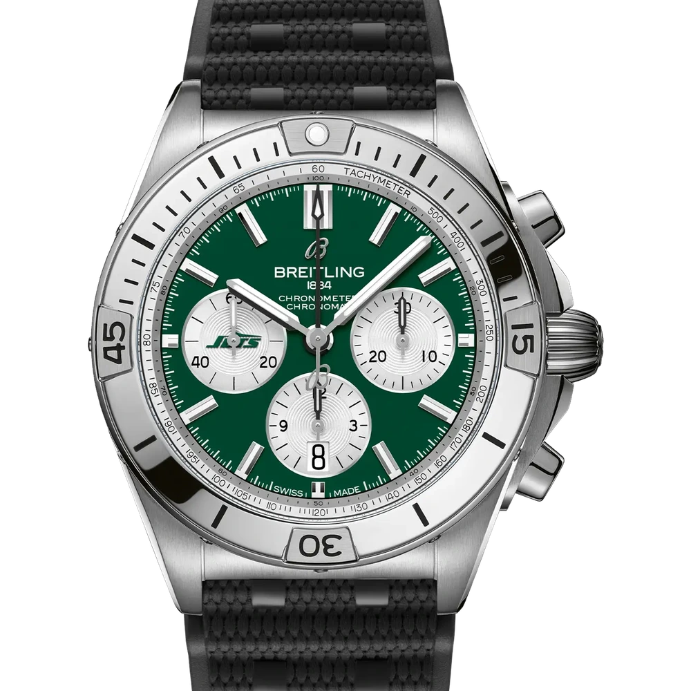 Breitling Chronomat B01 42 NFL New York Jets Edition, 42 mm, stainless steel, green dial