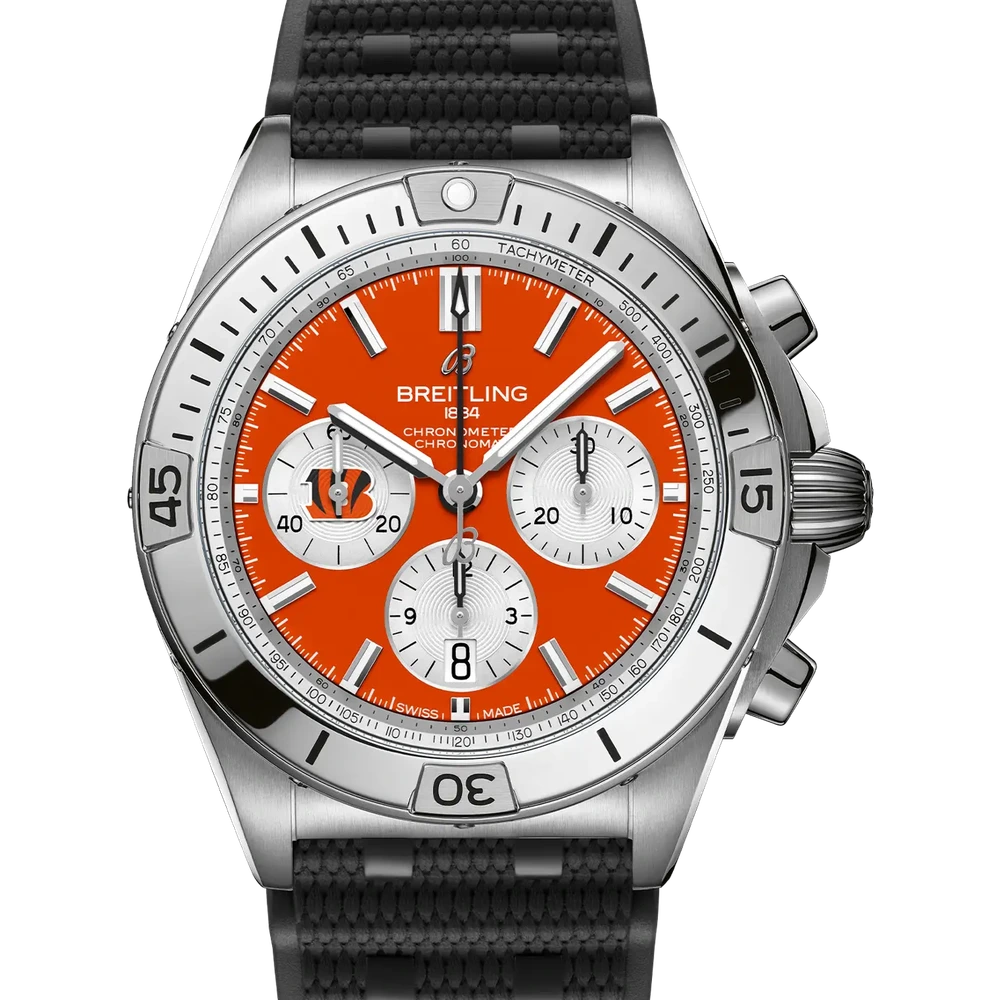 Breitling Chronomat B01 42 NFL Cincinnati Bengals Edition, 42 mm, stainless steel, orange dial