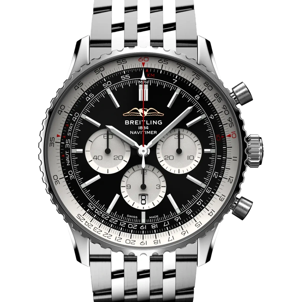 Breitling Navitimer B01 Chronograph 46, 46 mm, stainless steel, black dial