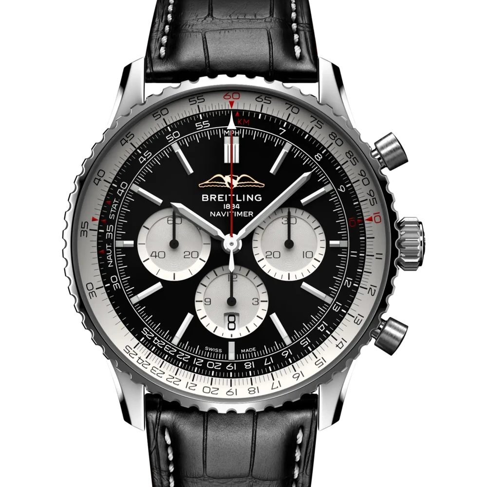 Breitling Navitimer B01 Chronograph 46, 46 mm, stainless steel, black dial