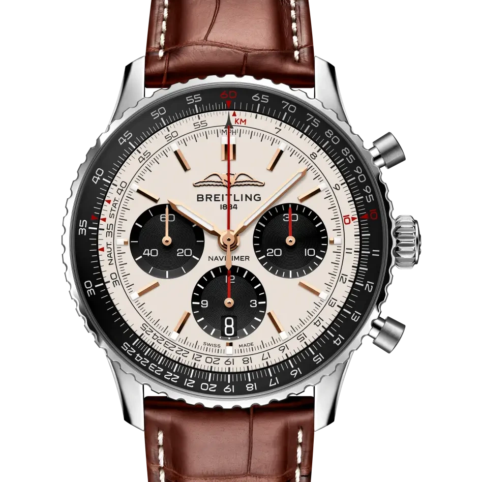 Breitling Navitimer B01 Chronograph 43, 43 mm, stainless steel, silver dial