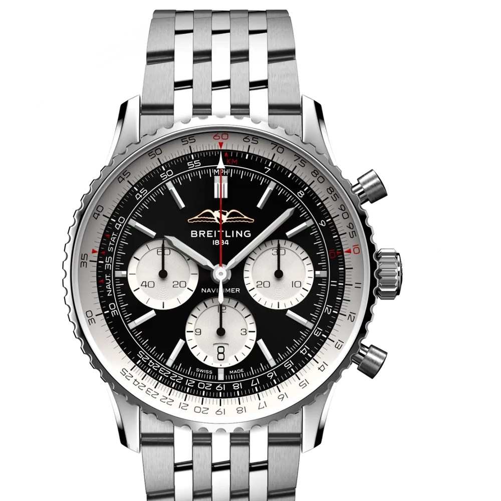 Breitling Navitimer B01 Chronograph 43, 43 mm, stainless steel, black dial
