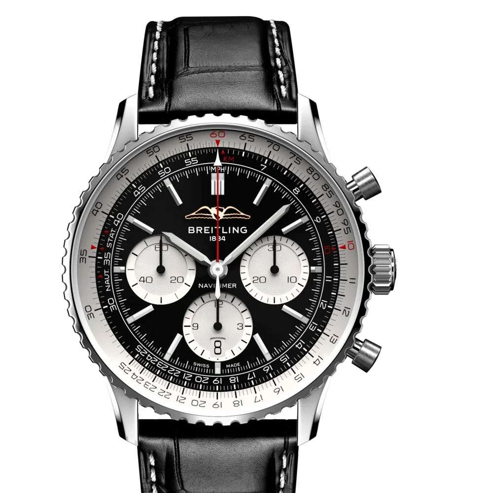 Breitling Navitimer B01 Chronograph 43, 43 mm, stainless steel, black dial