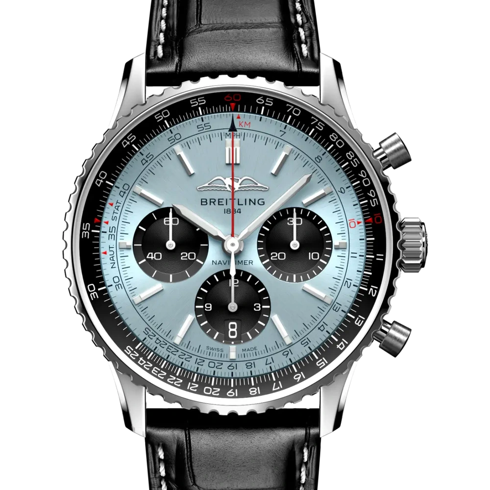 Breitling Navitimer B01 Chronograph 43, 43 mm, stainless steel, ice blue dial