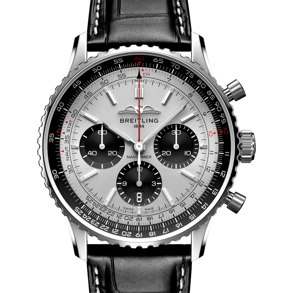 Breitling Navitimer B01 Chronograph 43, 43 mm, stainless steel, silver dial