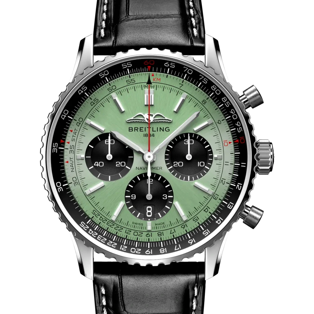 Breitling Navitimer B01 Chronograph 43, 43 mm, stainless steel, mint green dial