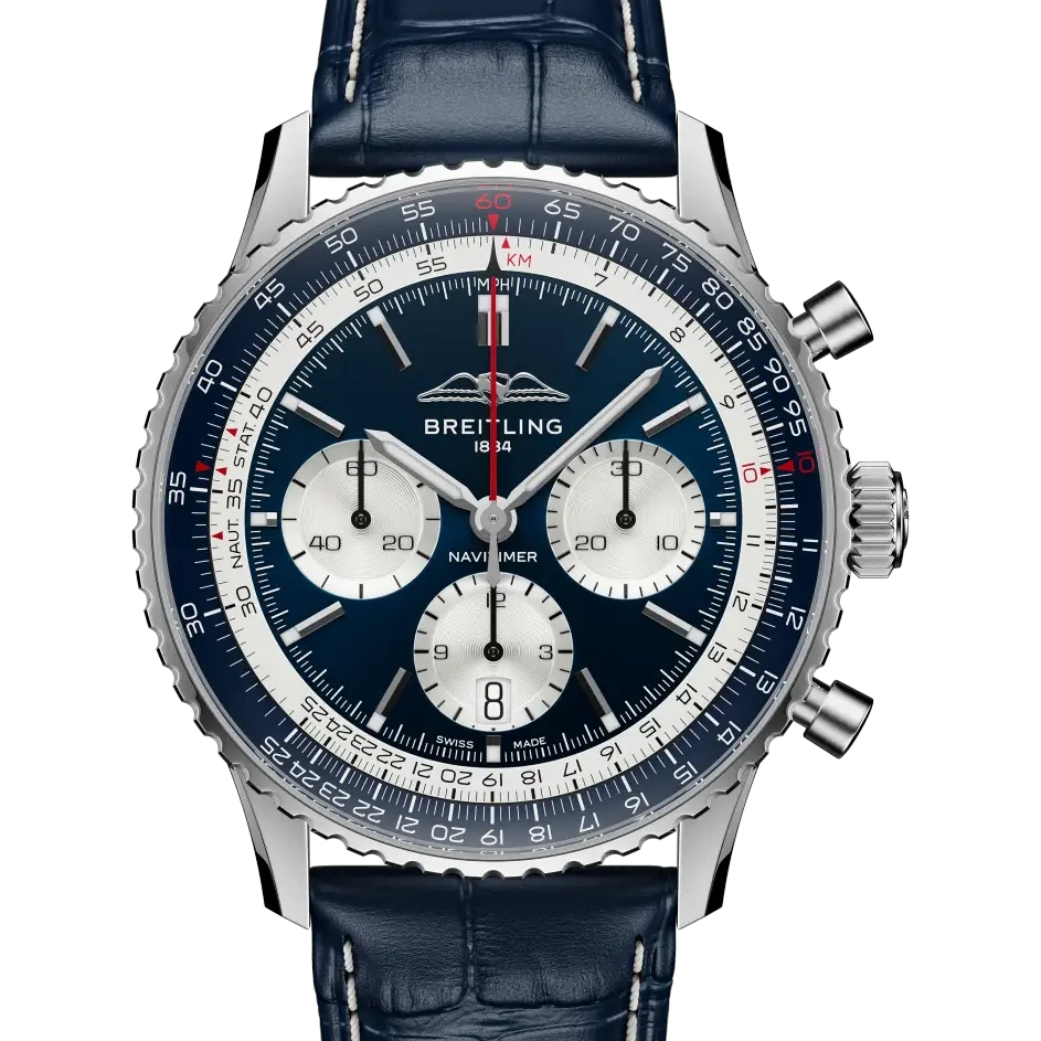 Breitling Navitimer B01 Chronograph 43 Tribute to Concorde, 43 mm, stainless steel, blue dial