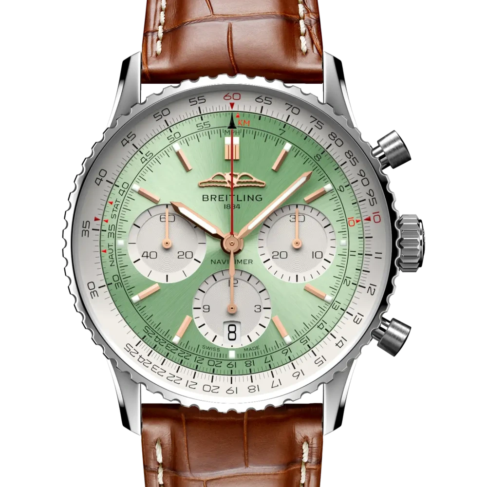 Breitling Navitimer B01 Chronograph 41, 41 mm, stainless steel, mint green dial