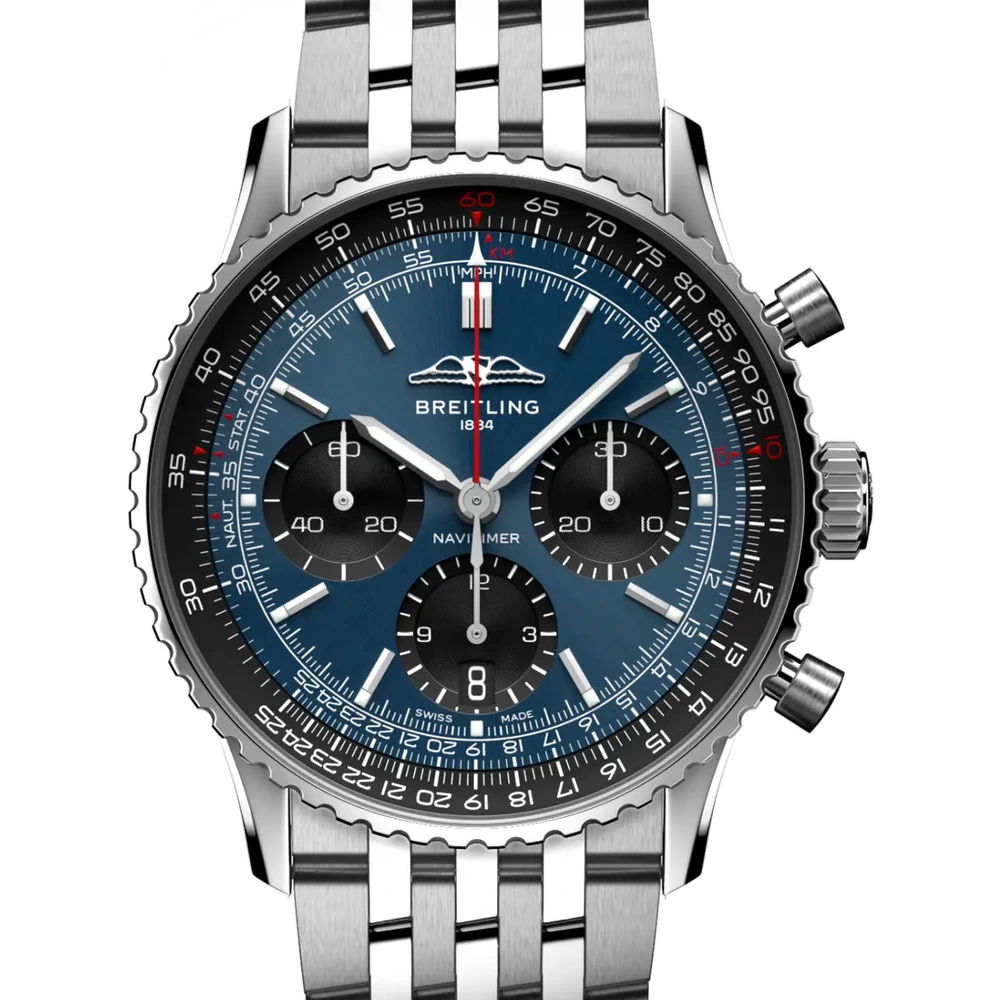 Breitling Navitimer B01 Chronograph 41, 41 mm, stainless steel, blue dial