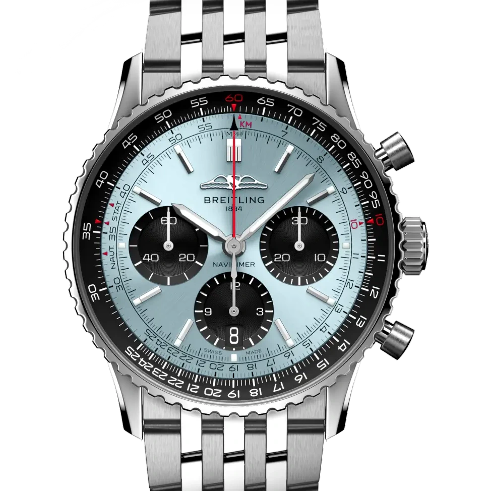Breitling Navitimer B01 Chronograph 41, 41 mm, stainless steel, ice blue dial