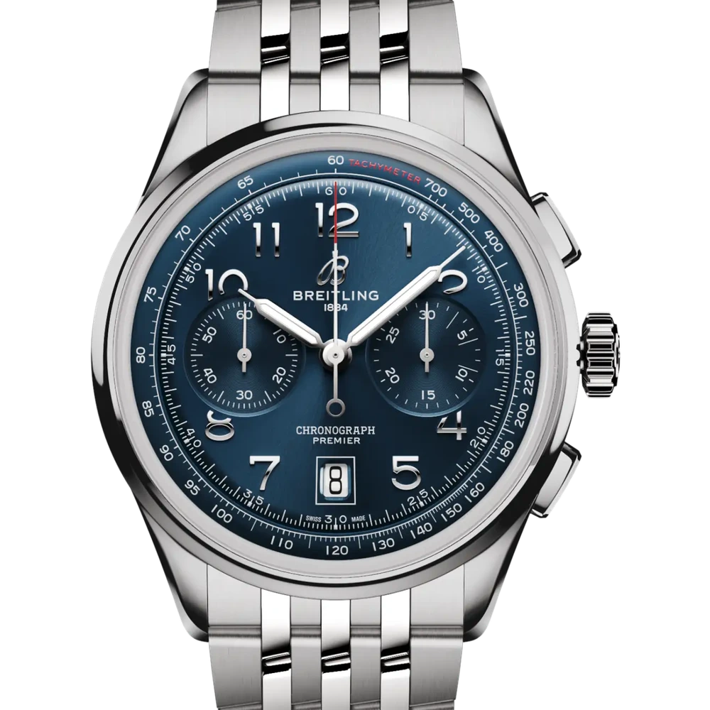 Breitling Premier B01 Chronograph 42, 42 mm, stainless steel, blue dial