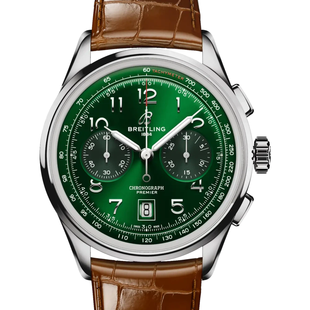 Breitling Premier B01 Chronograph 42, 42 mm, stainless steel, green dial