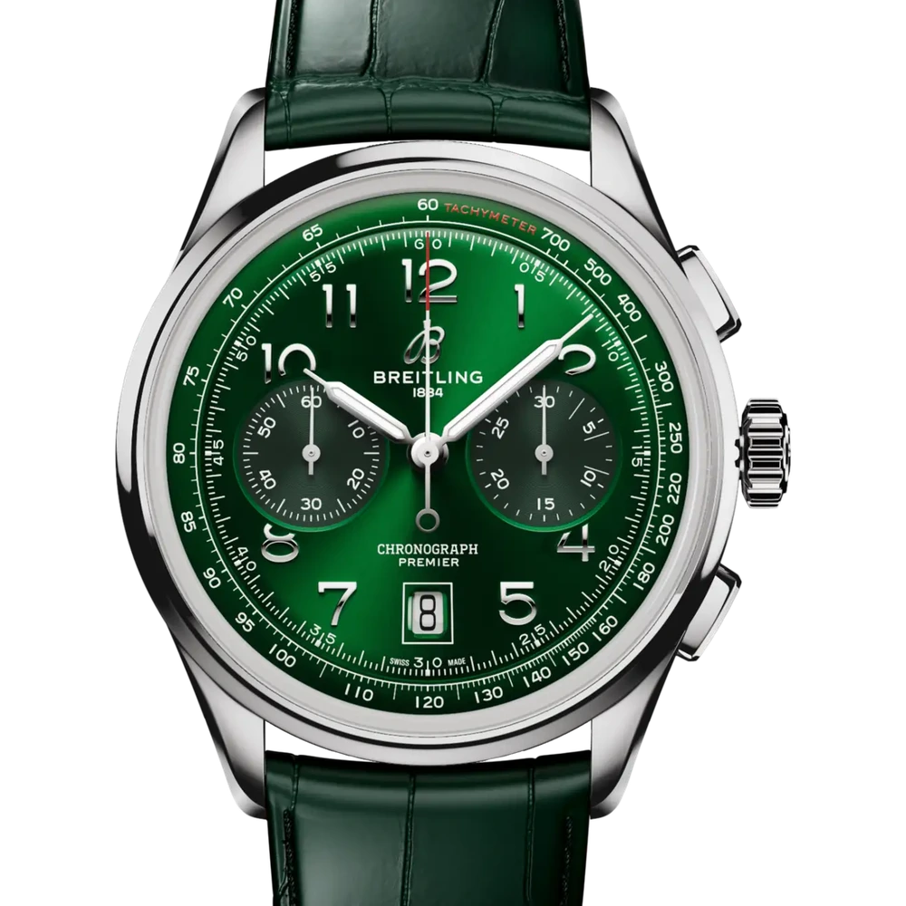 Breitling Premier B01 Chronograph 42, 42 mm, stainless steel, green dial