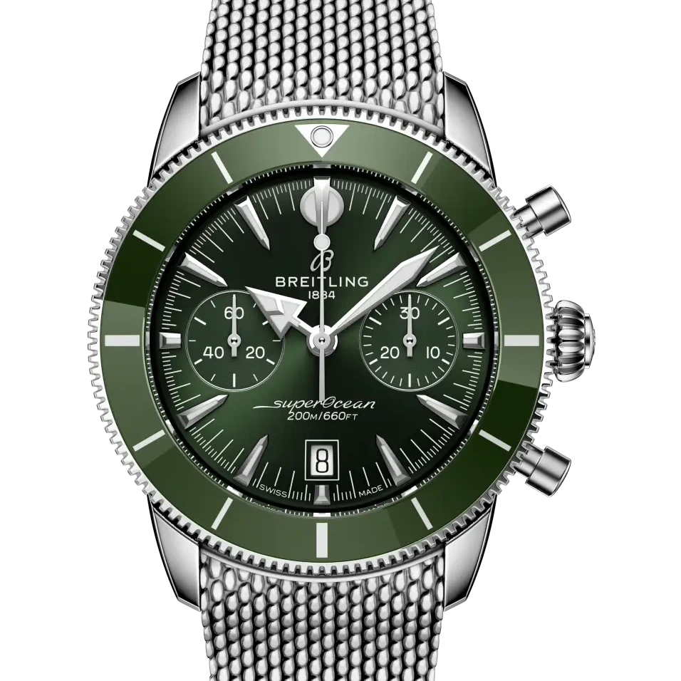 Breitling Superocean Heritage B01 Chronograph 42, 42 mm, stainless steel, green dial