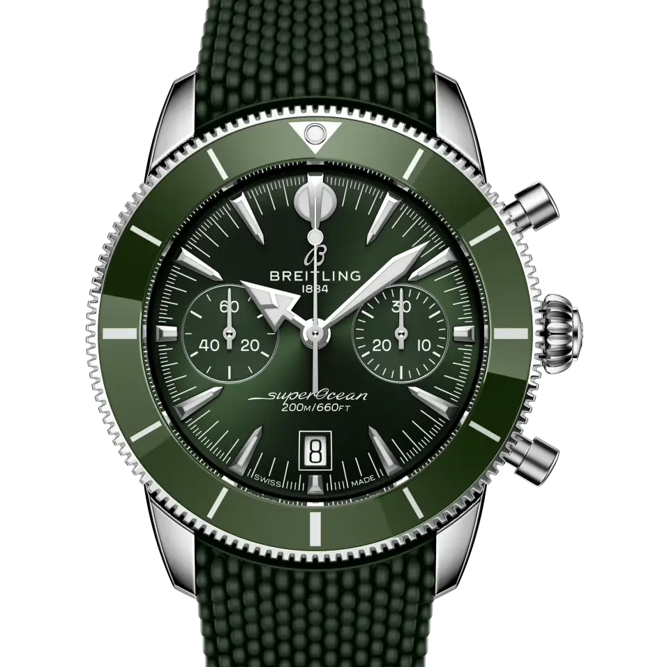 Breitling Superocean Heritage B01 Chronograph 42, 42 mm, stainless steel, green dial