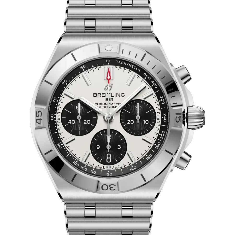 Breitling Chronomat B01 Chronograph 42, 42 mm, stainless steel, white dial