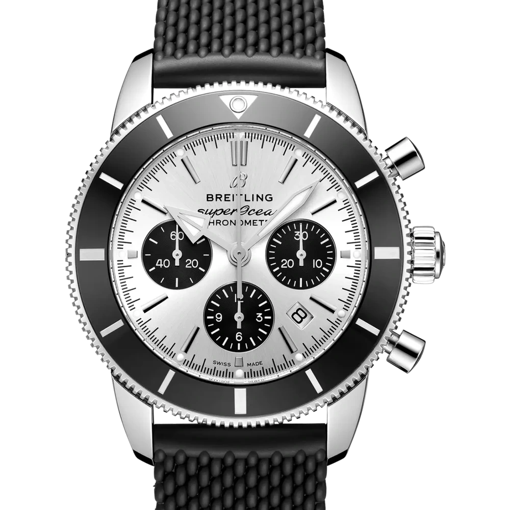 Breitling Superocean Heritage B01 Chronograph 44, 44 mm, stainless steel, silver dial