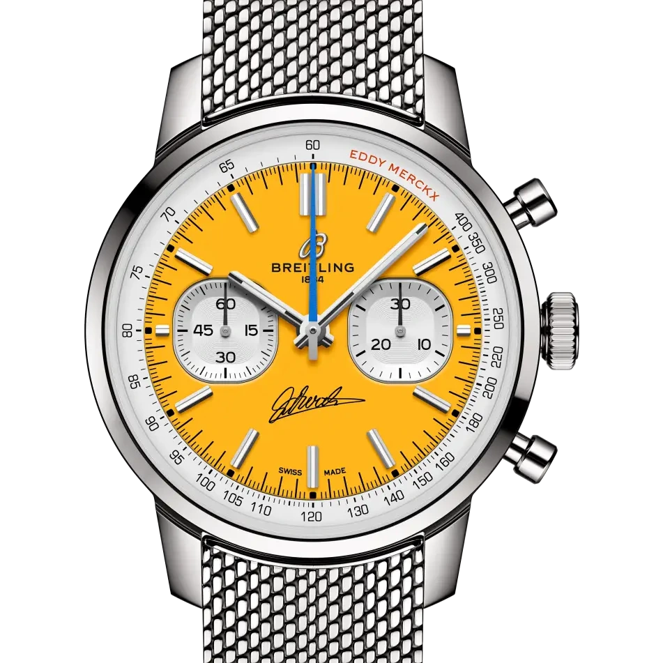 Breitling Top Time B01 Chronograph 41 Eddy Merckx, 41 mm, stainless steel, yellow dial