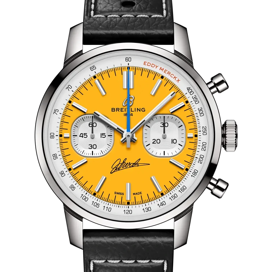 Breitling Top Time B01 Chronograph 41 Eddy Merckx, 41 mm, stainless steel, yellow dial