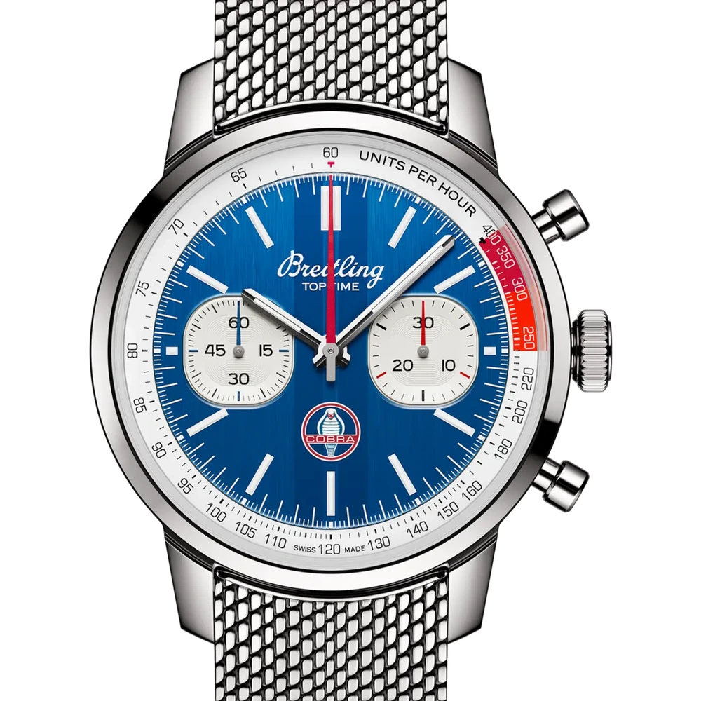 Breitling Top Time B01 Shelby Cobra, 41 mm, stainless steel, blue dial