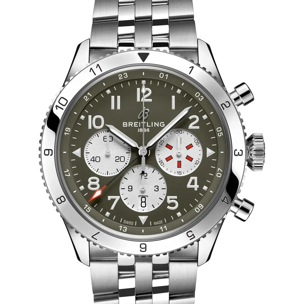 Breitling Super AVI B04 Chronograph GMT 46 Curtiss Warhawk, 46 mm, stainless steel, green dial