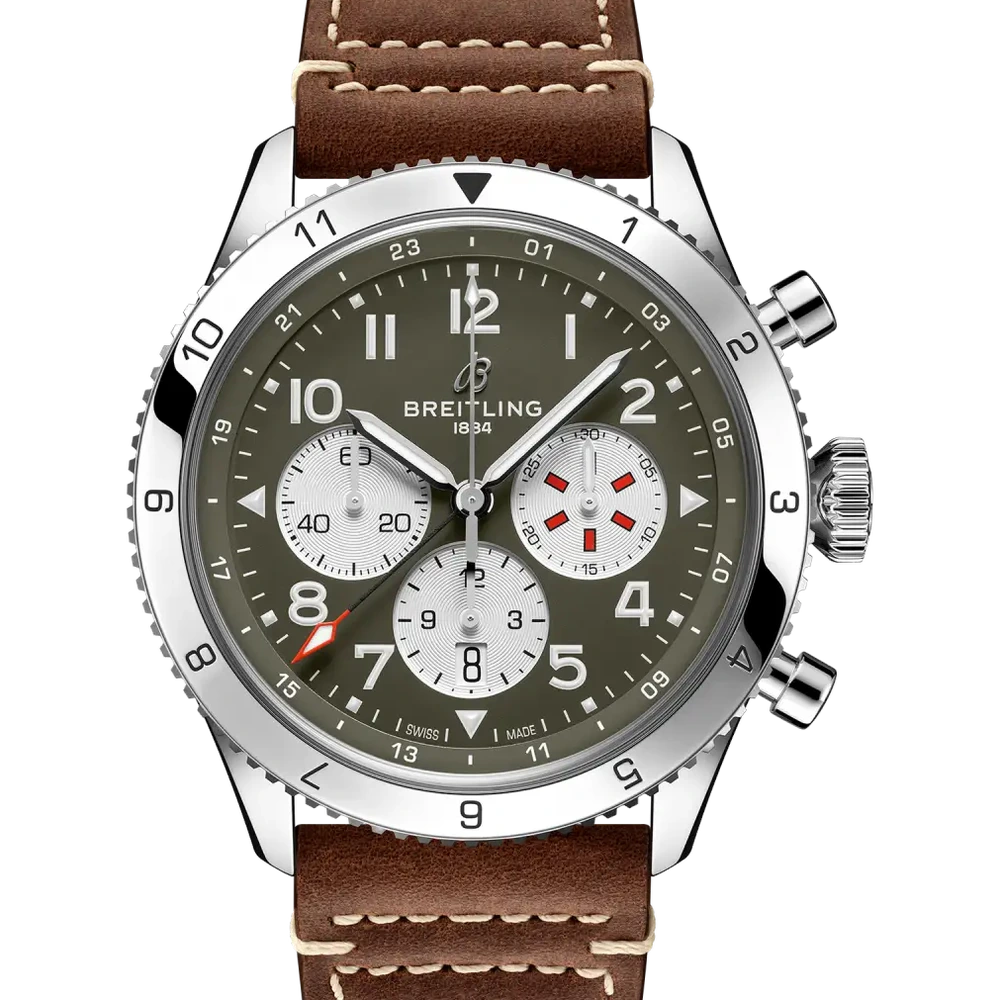 Breitling Super AVI B04 Chronograph GMT 46 Curtiss Warhawk, 46 mm, stainless steel, green dial
