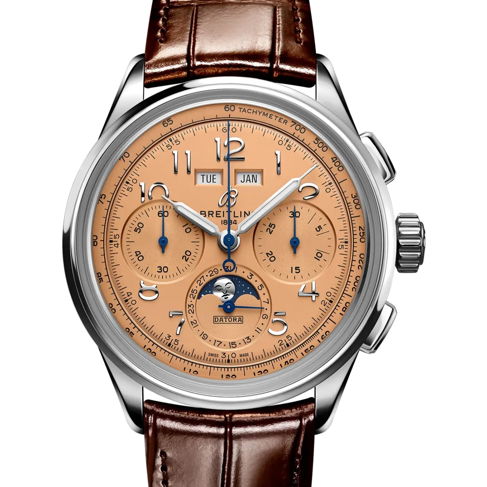 Breitling Premier B25 Datora 42, 42 mm, stainless steel, copper dial