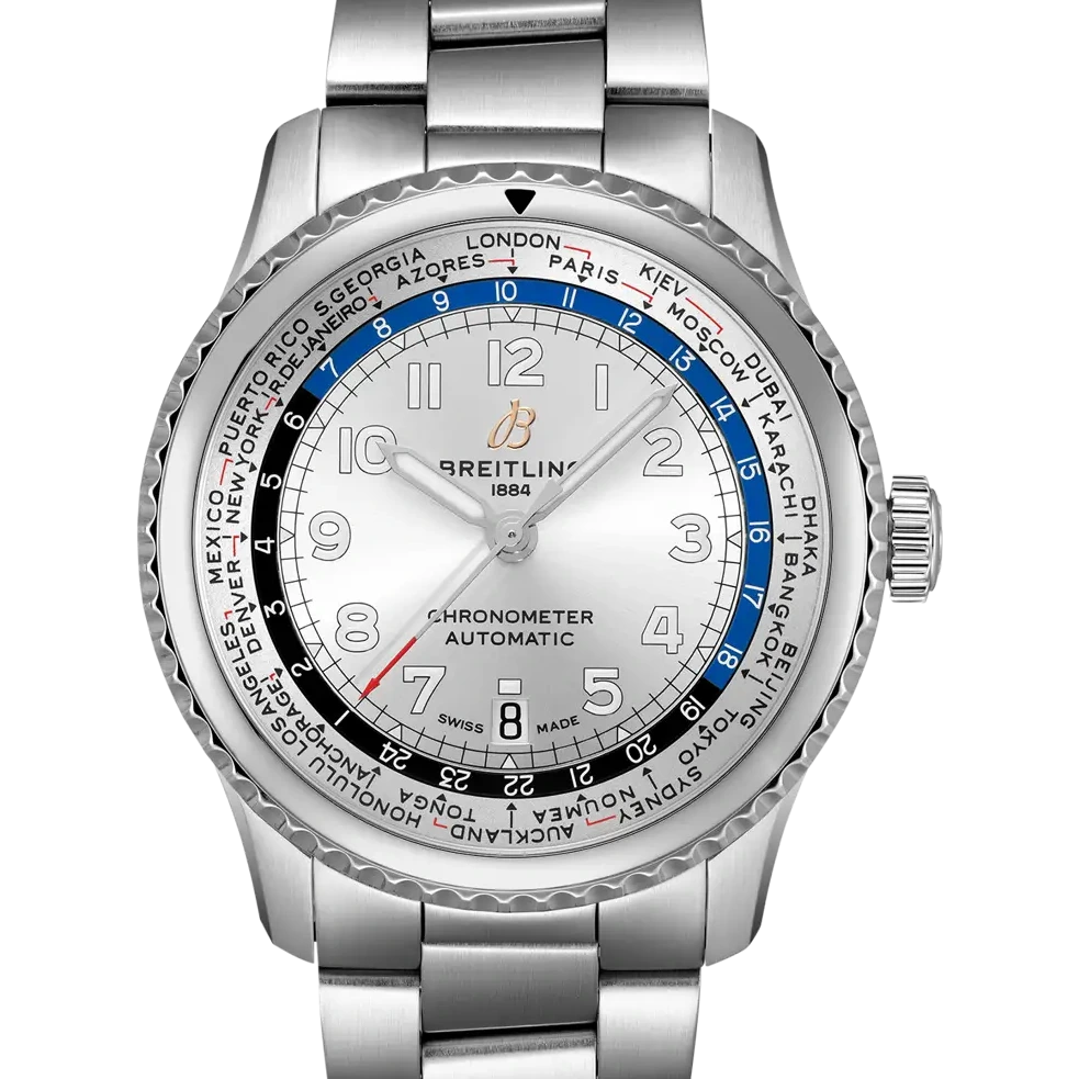Breitling Aviator 8 B35 Automatic Unitime 43, 43 mm, stainless steel, silver dial