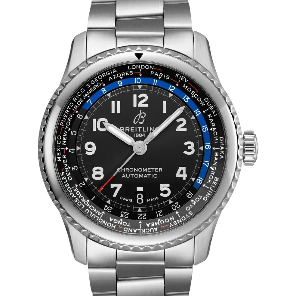 Breitling Aviator 8 B35 Automatic Unitime 43, 43 mm, stainless steel, black dial