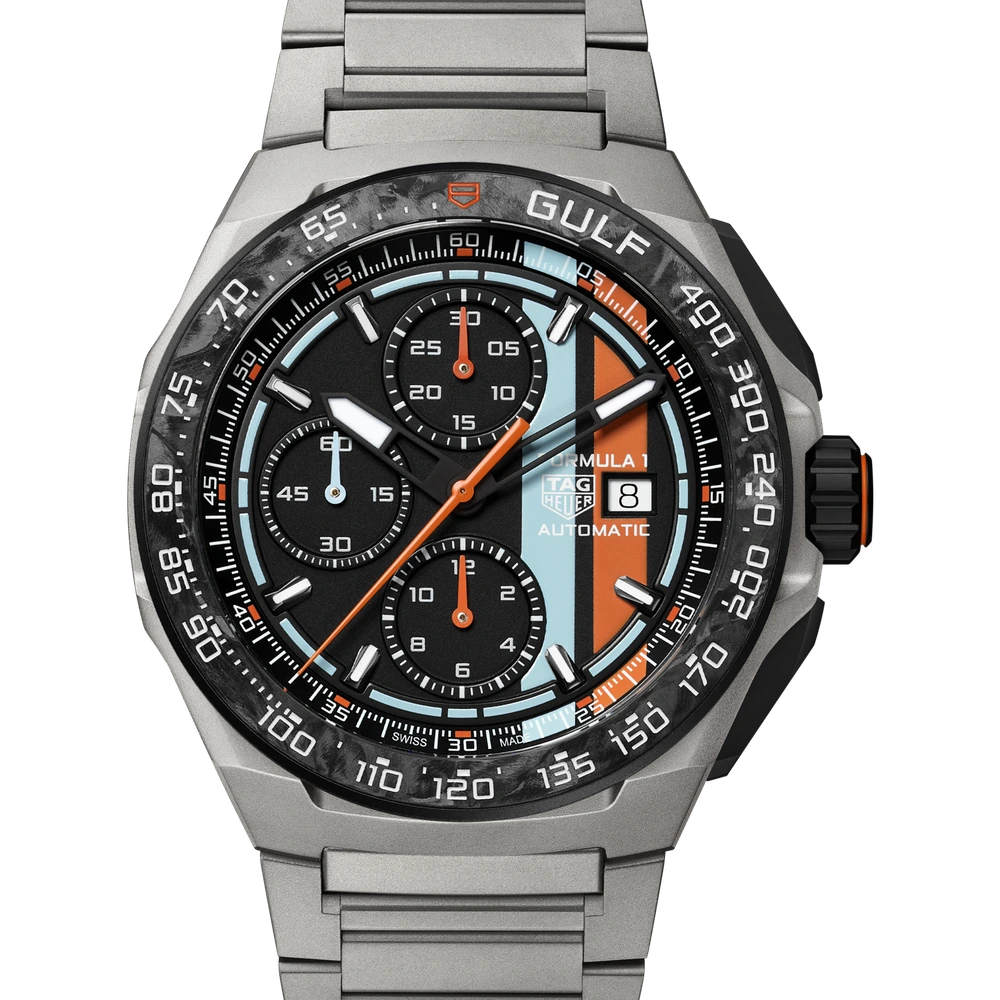 TAG Heuer Chronograph x Gulf, Automatic, 44 mm, Titanium coated with black DLC