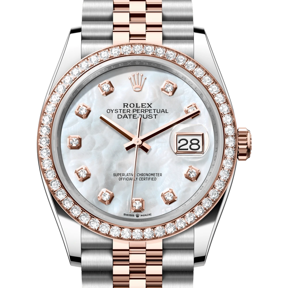 Rolex Datejust 36 Oyster, 36 mm, Oystersteel, Everose gold and diamonds Reference 126281RBR