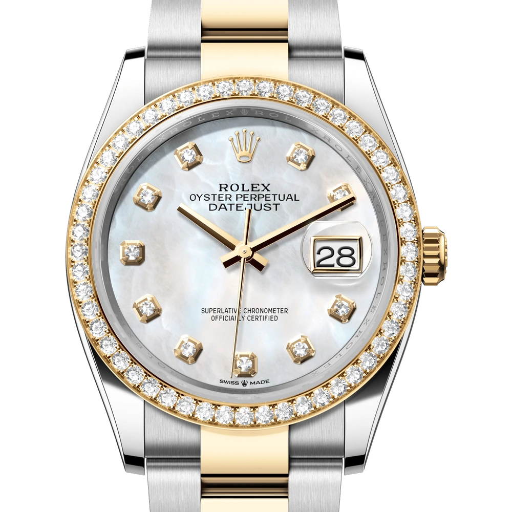 Rolex Datejust 36 Oyster, 36 mm, Oystersteel, yellow gold and diamonds Reference 126283RBR