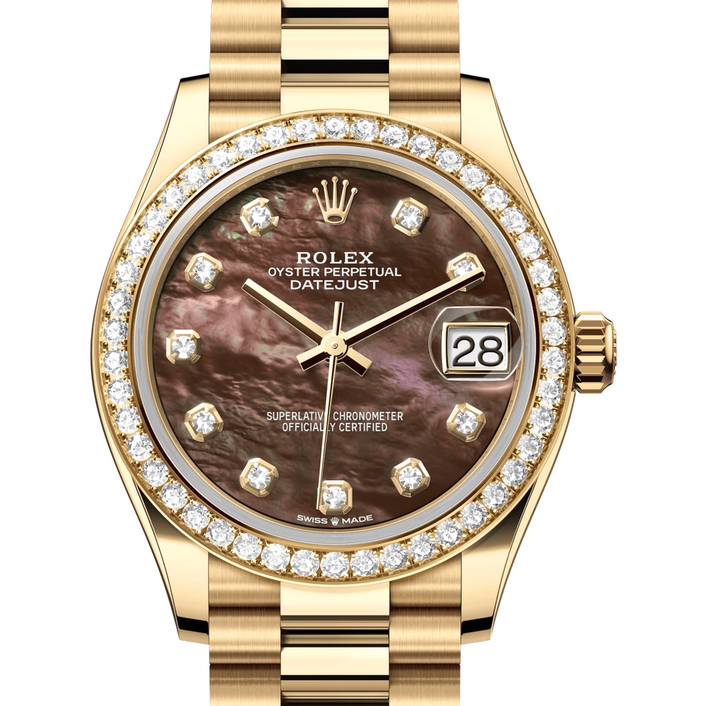 Rolex Datejust 31 Oyster, 31 mm, yellow gold and diamonds Reference 278288RBR