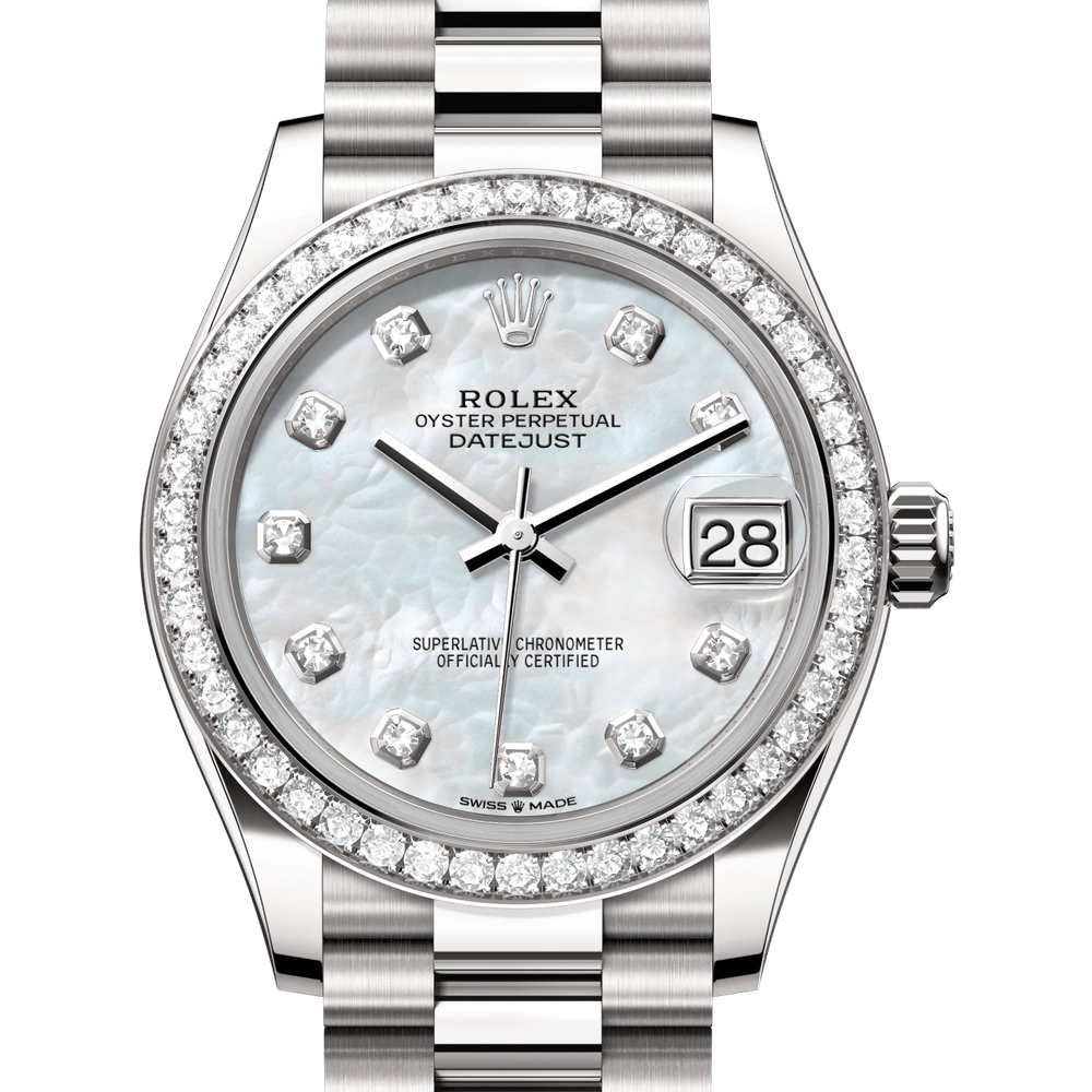 Rolex Datejust 31 Oyster, 31 mm, white gold and diamonds Reference 278289RBR