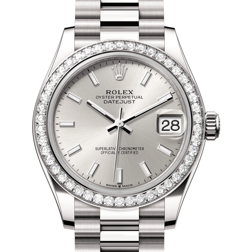 Rolex Datejust 31 Oyster, 31 mm, white gold and diamonds Reference 278289RBR