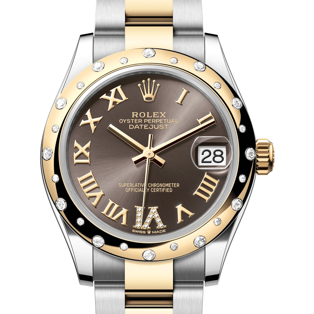 Rolex Datejust 31 Oyster, 31 mm, Oystersteel, yellow gold and diamonds Reference 278343RBR