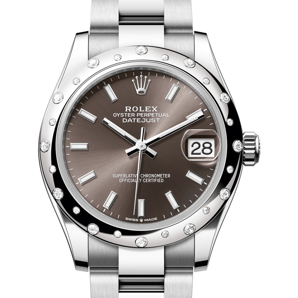 Rolex Datejust 31 Oyster, 31 mm, Oystersteel, white gold and diamonds Reference 278344RBR