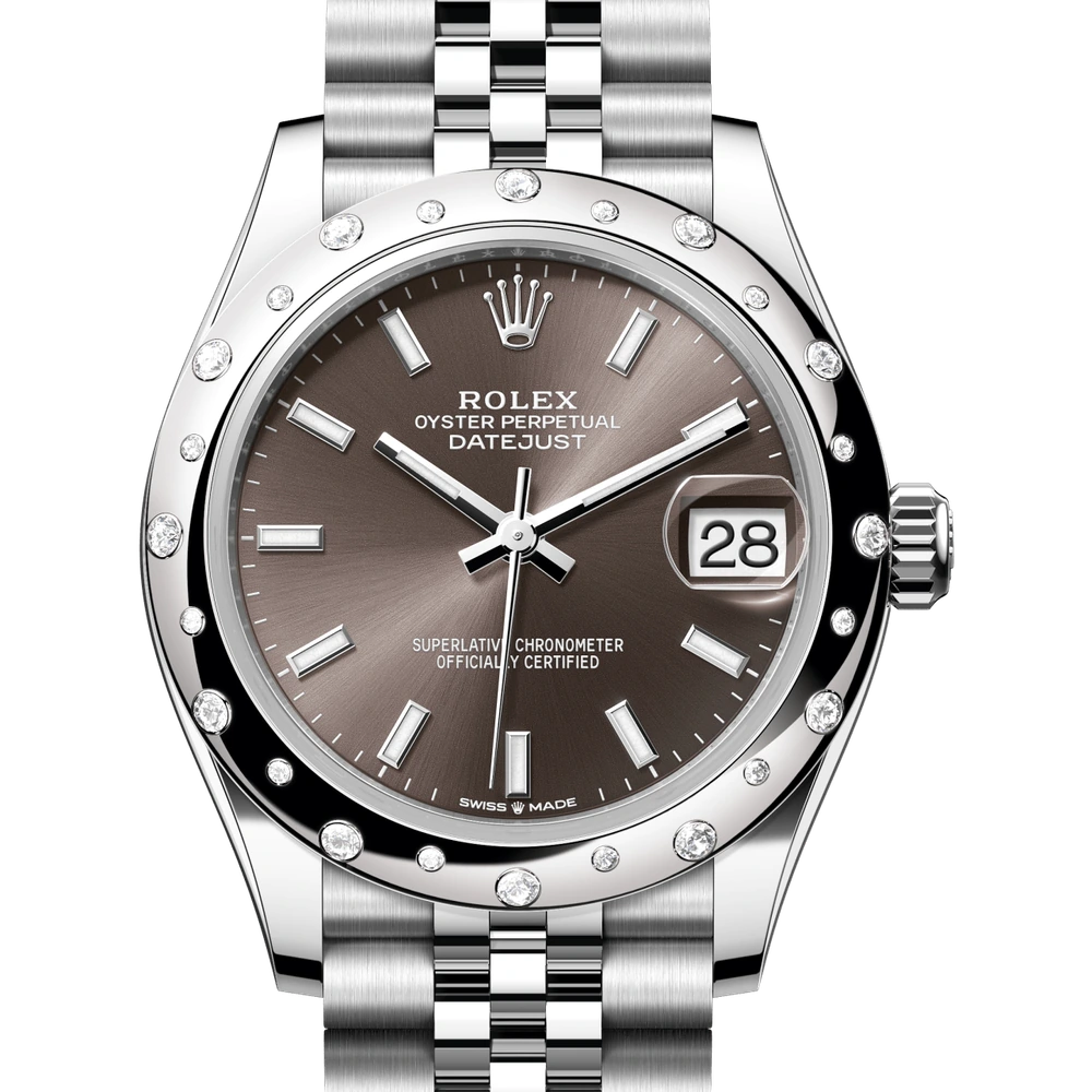 Rolex Datejust 31 Oyster, 31 mm, Oystersteel, white gold and diamonds Reference 278344RBR