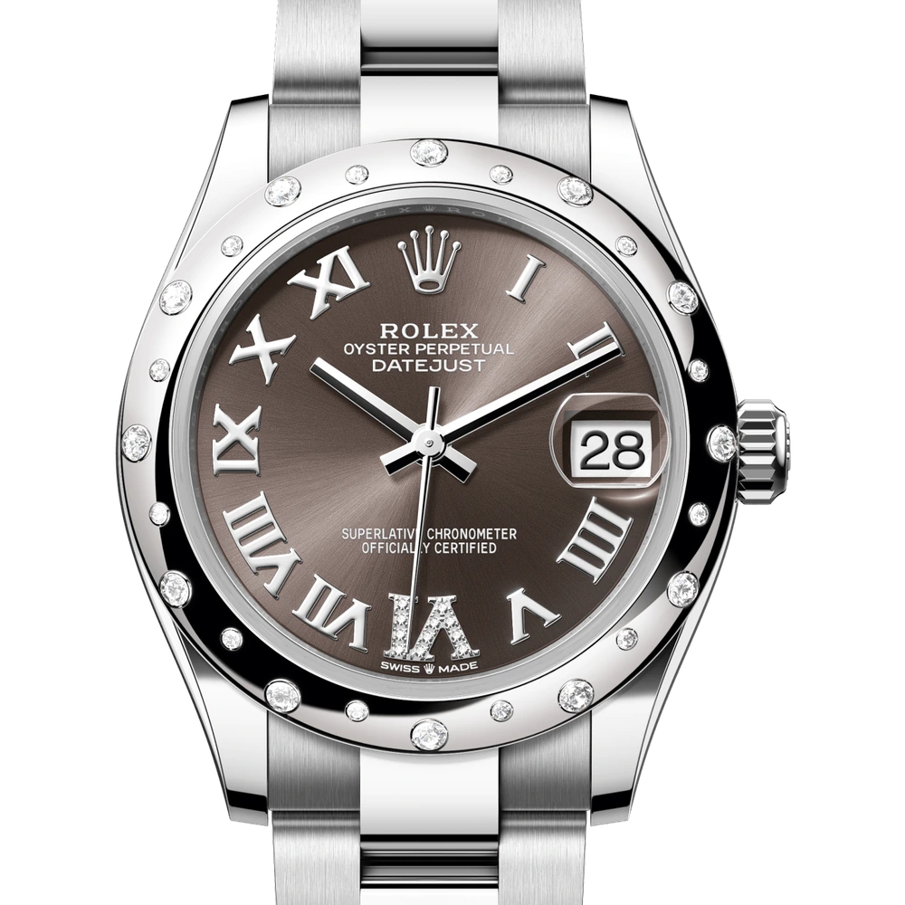 Rolex Datejust 31 Oyster, 31 mm, Oystersteel, white gold and diamonds Reference 278344RBR