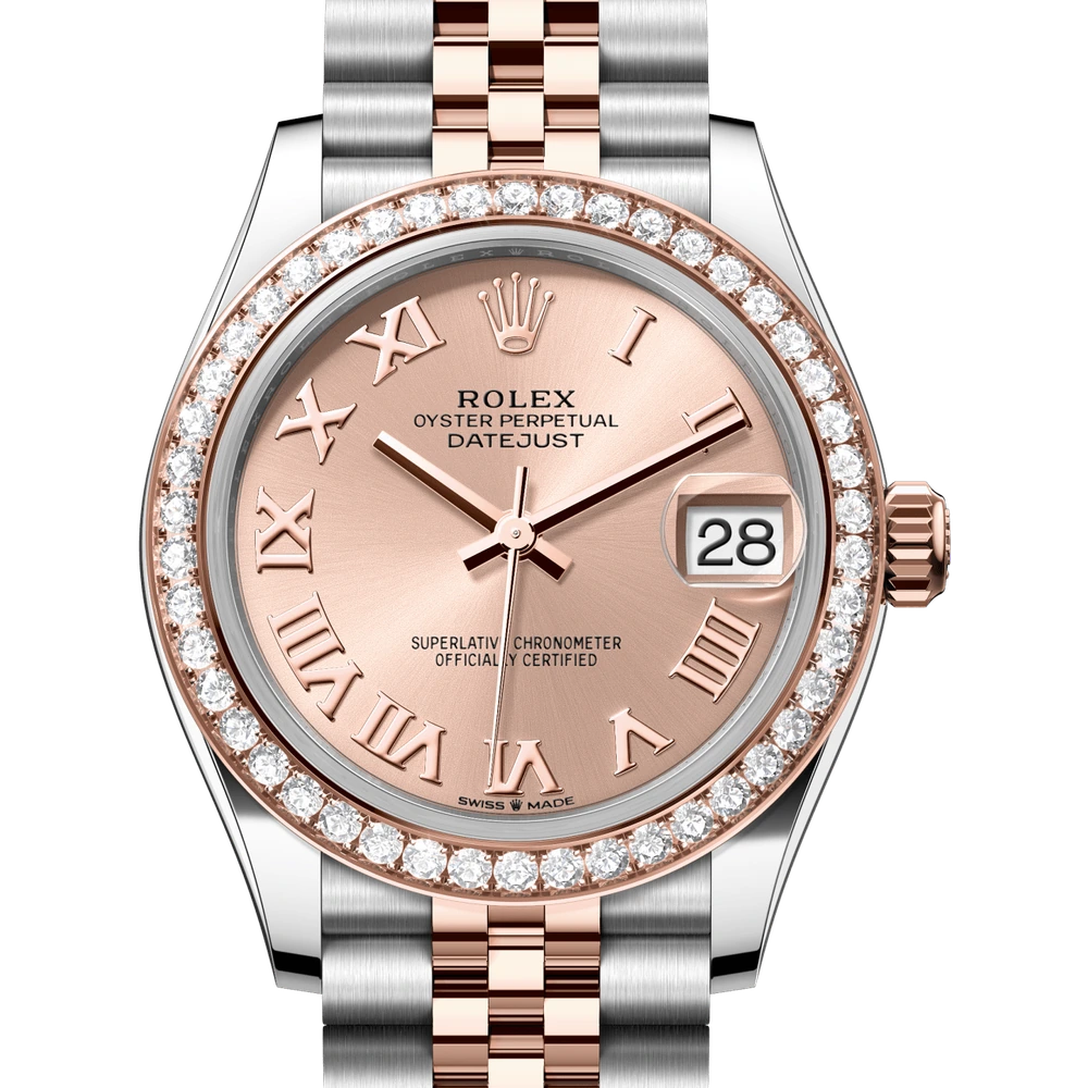 Rolex Datejust 31 Oyster, 31 mm, Oystersteel, Everose gold and diamonds Reference 278381RBR