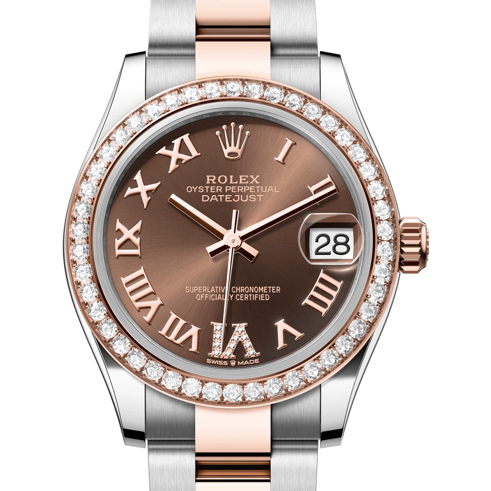Rolex Datejust 31 Oyster, 31 mm, Oystersteel, Everose gold and diamonds Reference 278381RBR