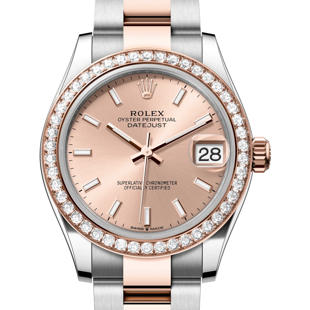 Rolex Datejust 31 Oyster, 31 mm, Oystersteel, Everose gold and diamonds Reference 278381RBR