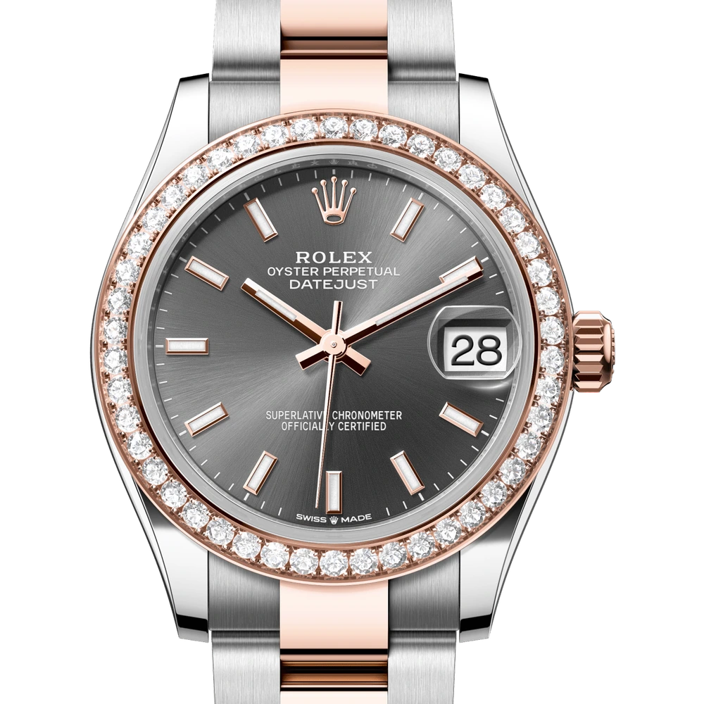 Rolex Datejust 31 Oyster, 31 mm, Oystersteel, Everose gold and diamonds Reference 278381RBR