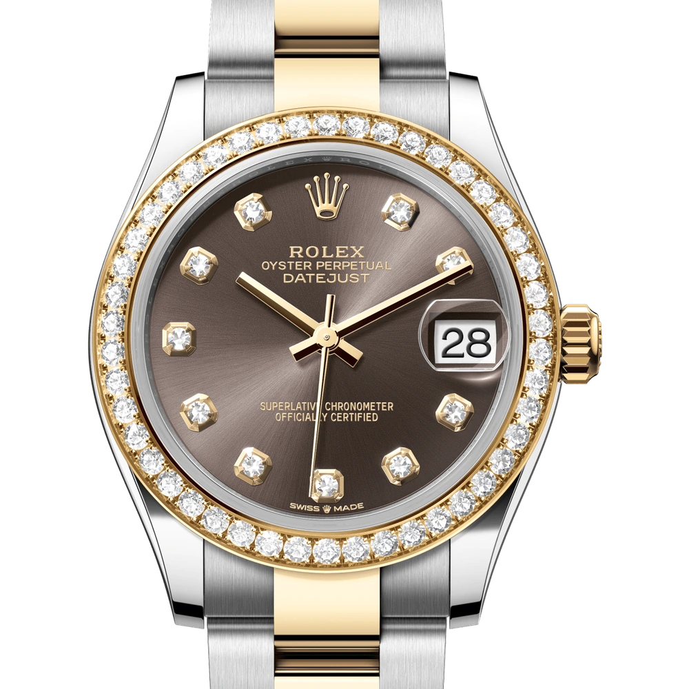 Rolex Datejust 31 Oyster, 31 mm, Oystersteel, yellow gold and diamonds Reference 278383RBR