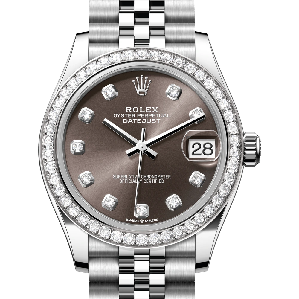 Rolex Datejust 31 Oyster, 31 mm, Oystersteel, white gold and diamonds Reference 278384RBR
