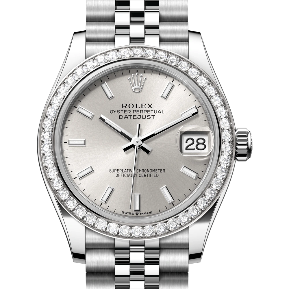 Rolex Datejust 31 Oyster, 31 mm, Oystersteel, white gold and diamonds Reference 278384RBR