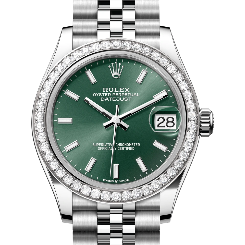 Rolex Datejust 31 Oyster, 31 mm, Oystersteel, white gold and diamonds Reference 278384RBR