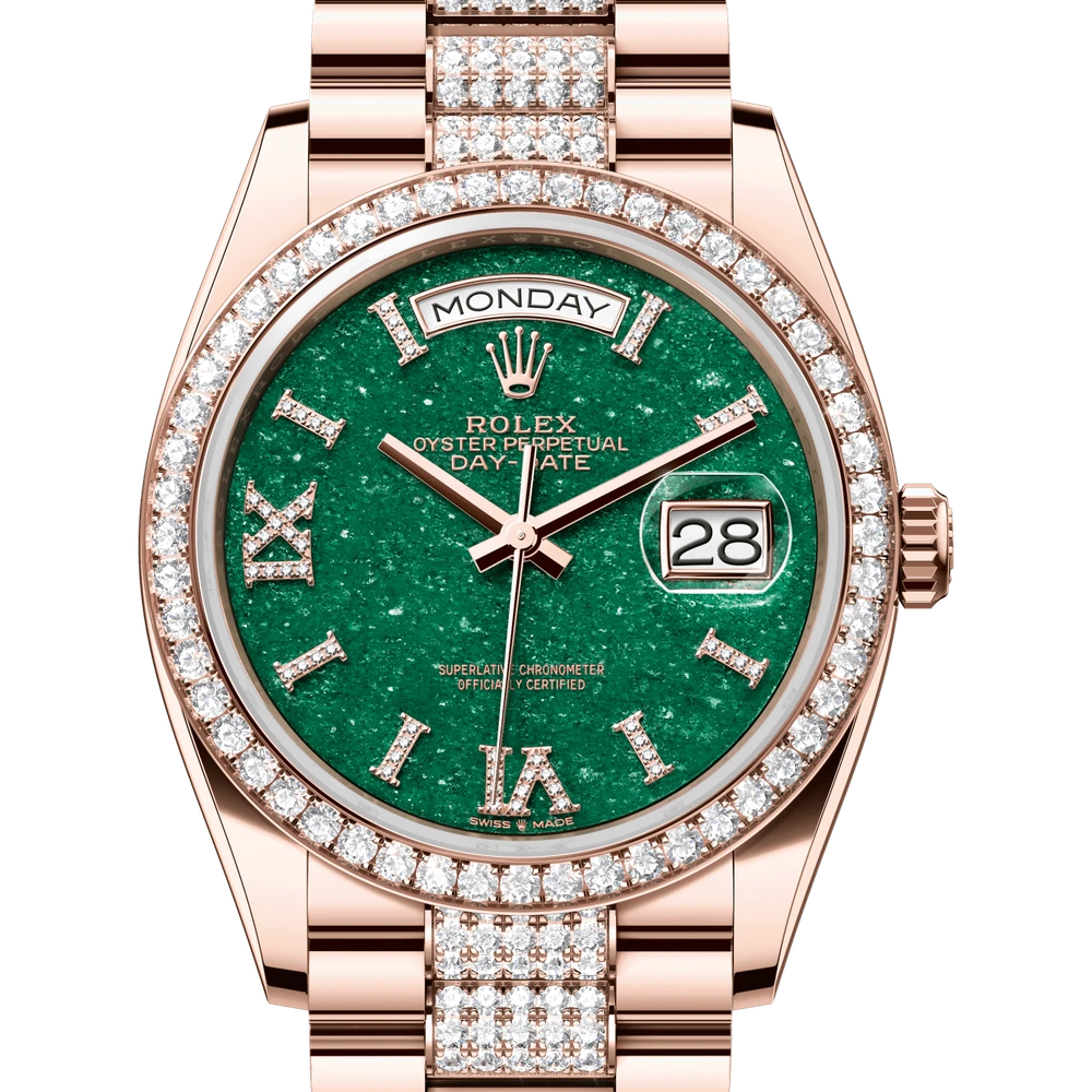 Rolex Day-Date 36 Oyster, 36 mm, Everose gold and diamonds Reference 128345RBR